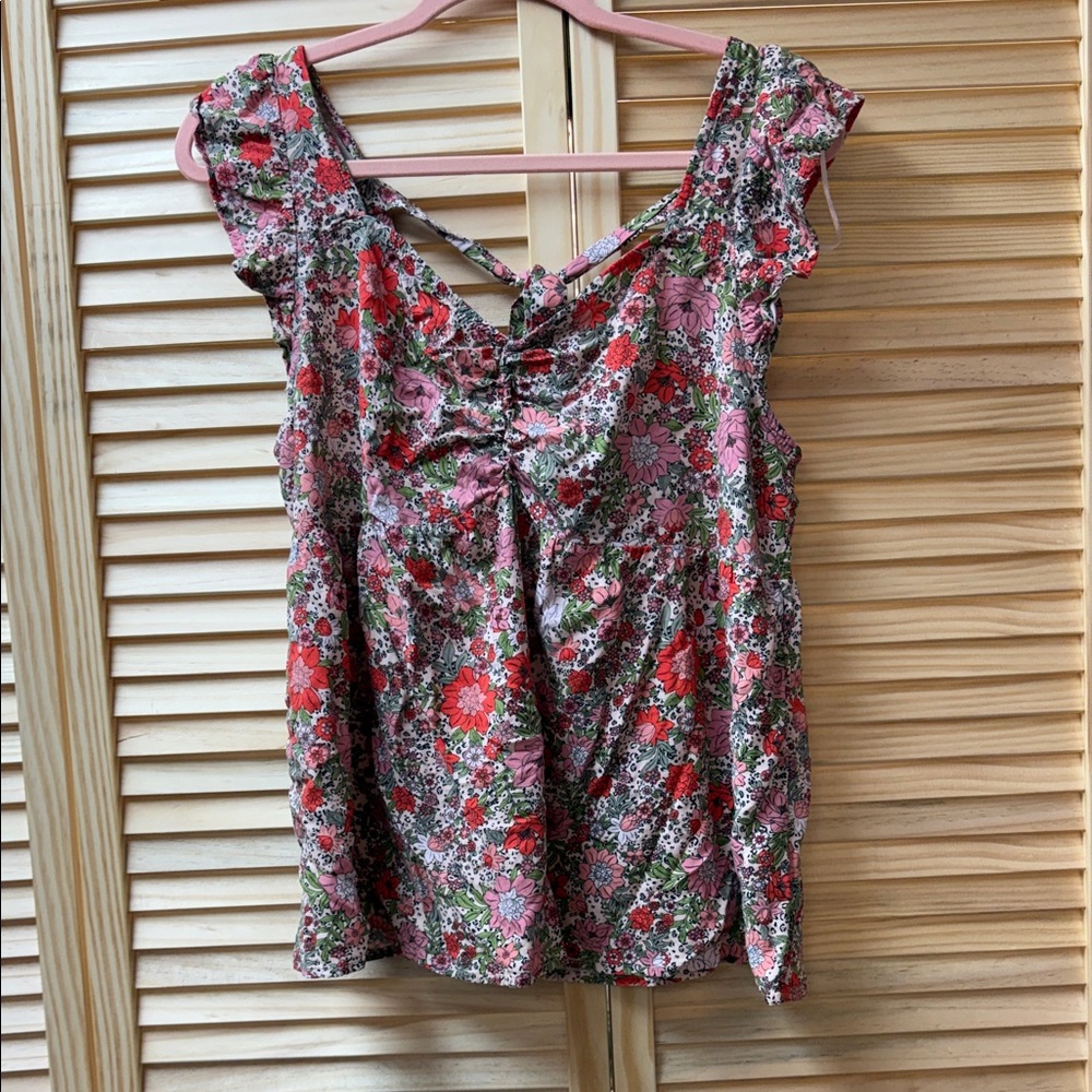 Belle Du Jour Floral Print Blouse - Red and Pink